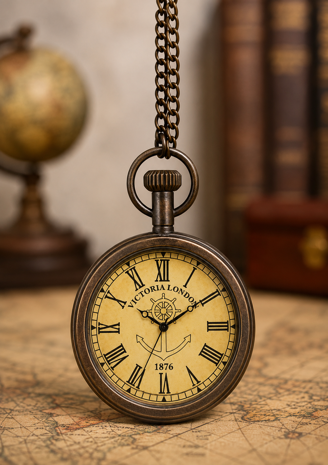 Vintage Brass Pocket Watch with Chain