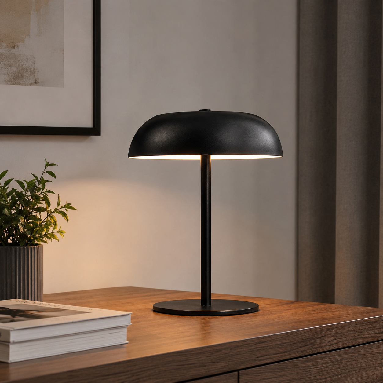 Black Table Lamp, Modern Mushroom Lamp